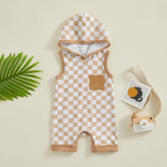 Checkerboard Hooded Romper