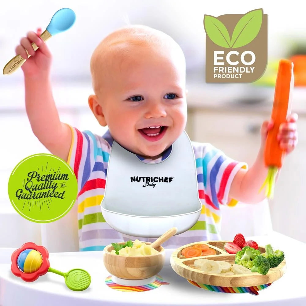 2-Piece Baby/Toddler Spoon Set, Bamboo Utensils with Soft Food Grade Silicone