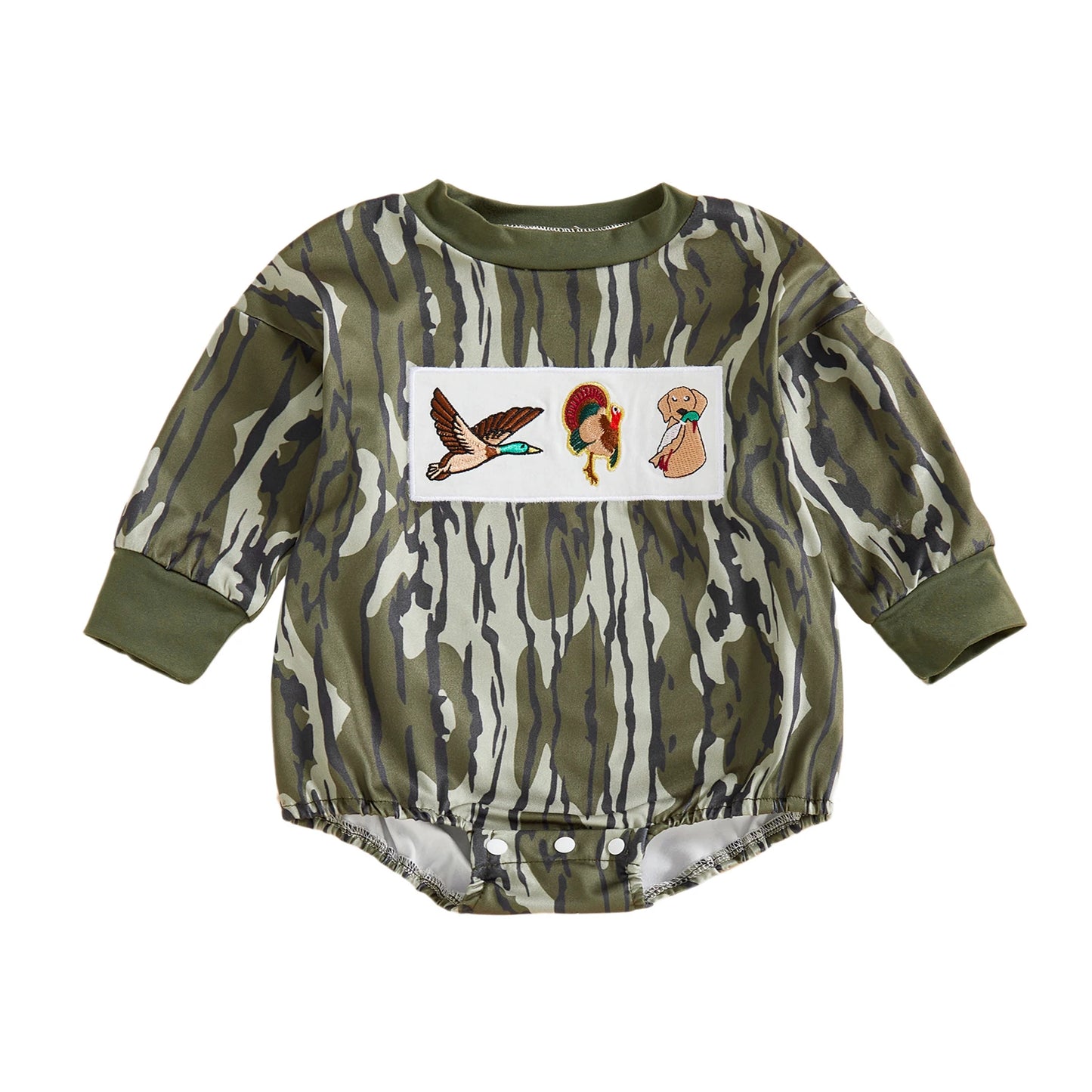 Hearth‑Camo Little Stag Romper