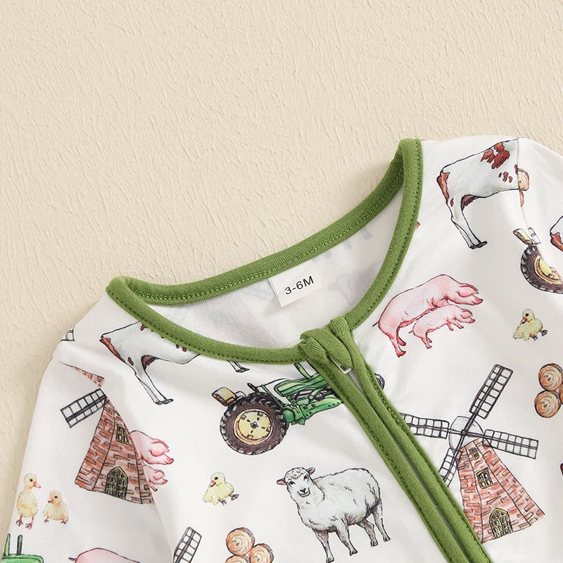 Newborn Baby Boys Fall Farm Western Romper Jumpsuit