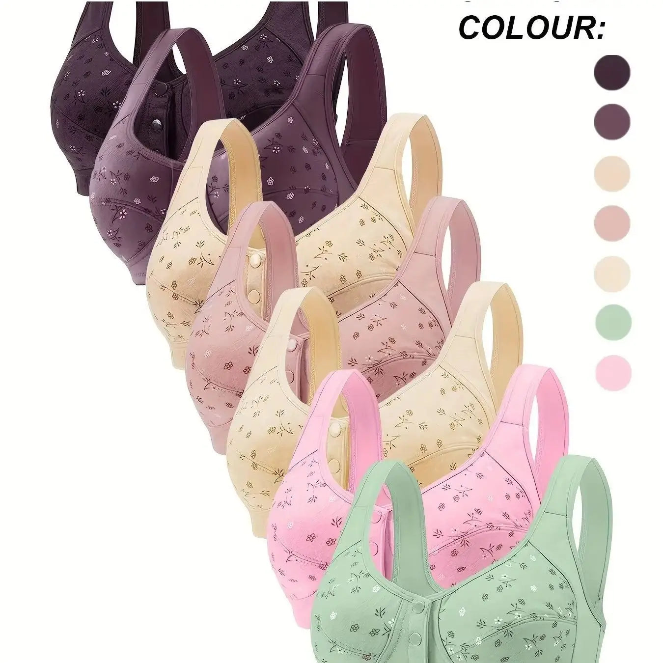 Floral Front‑Buckle Nursing Set (7‑Piece)