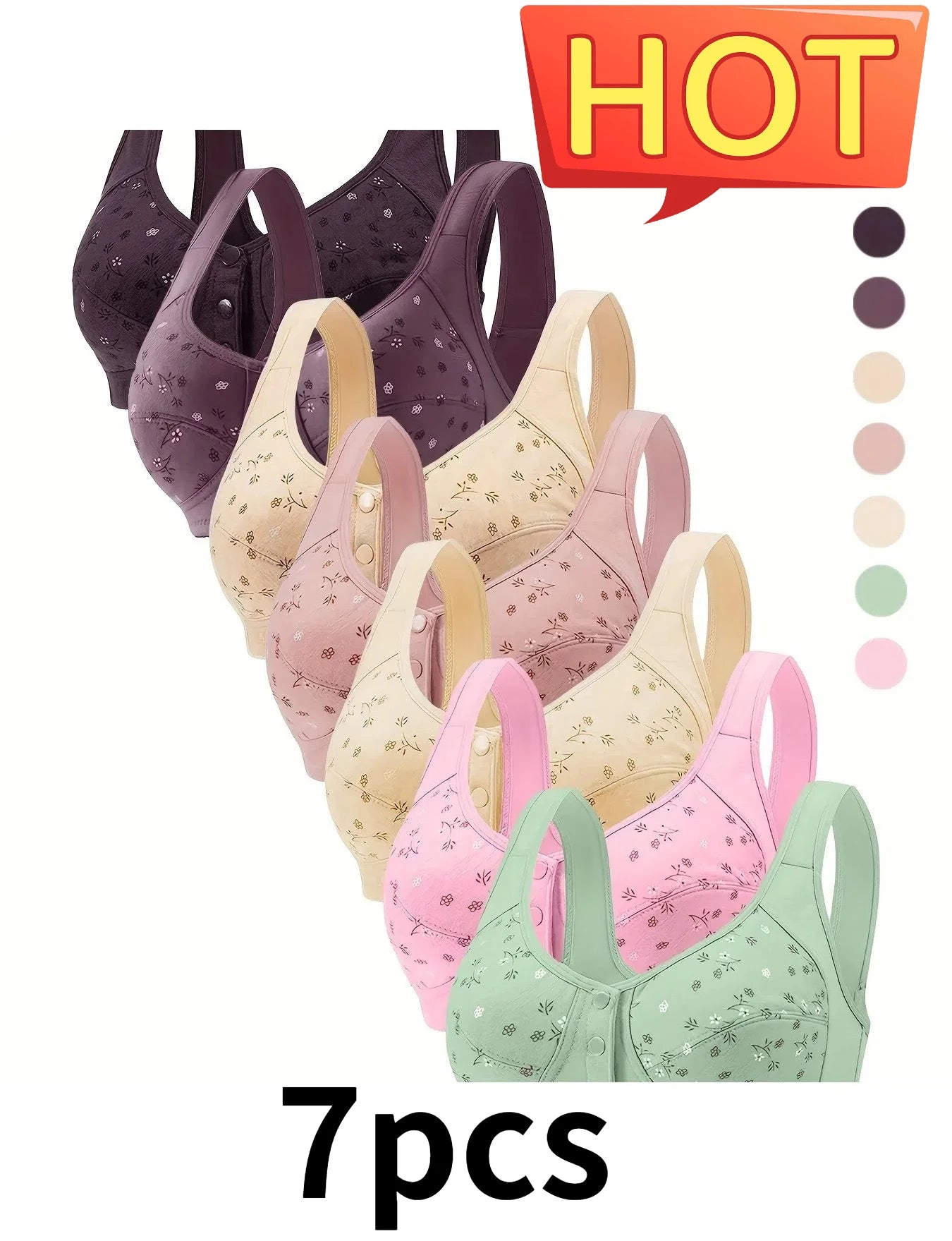 Floral Front‑Buckle Nursing Set (7‑Piece)