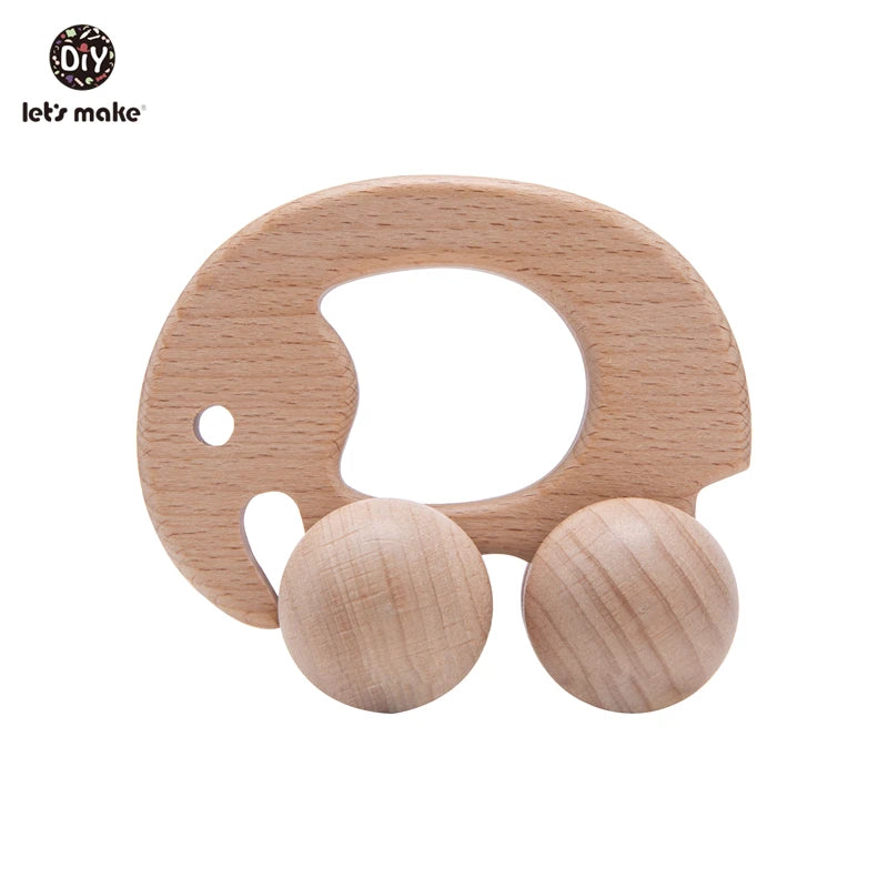 Beech Wood Baby Toys: Car Hedgehog Elephant