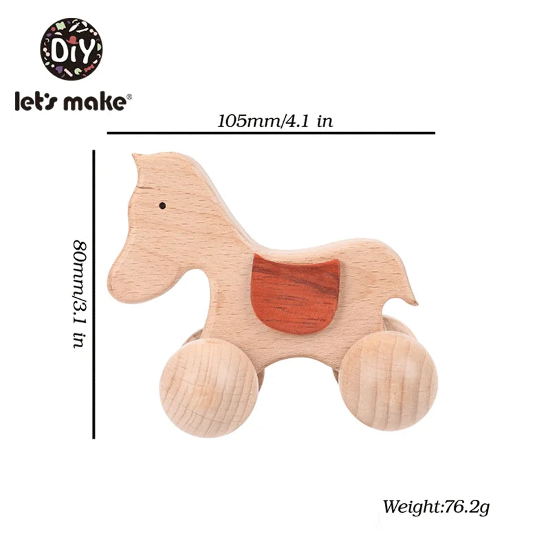 Beech Wood Baby Toys: Car Hedgehog Elephant