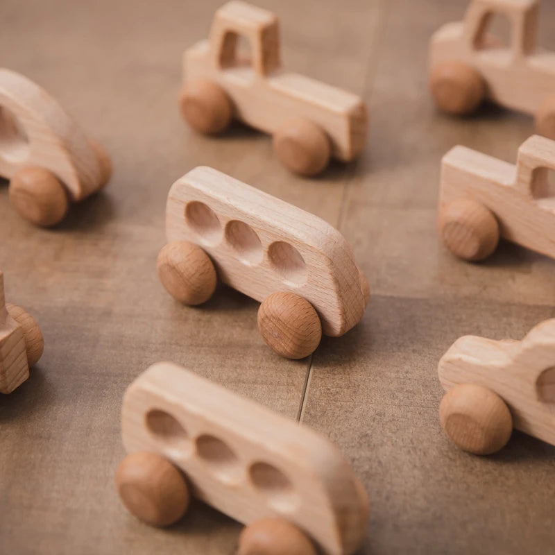 Beech Wood Baby Toys: Car Hedgehog Elephant