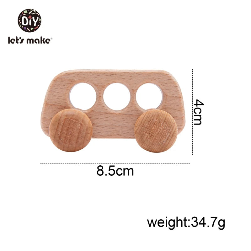 Beech Wood Baby Toys: Car Hedgehog Elephant
