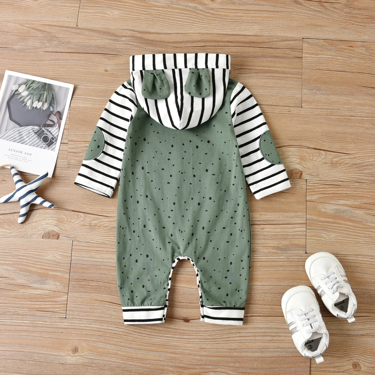 Meadow‑Hood Autumn Romper