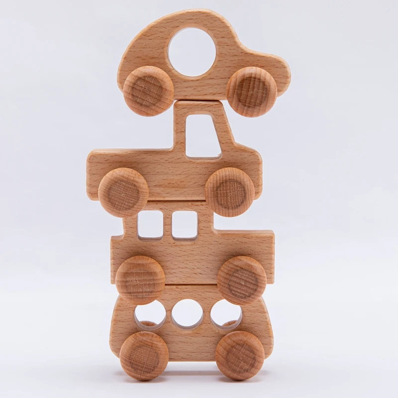 Beech Wood Baby Toys: Car Hedgehog Elephant
