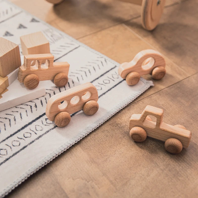 Beech Wood Baby Toys: Car Hedgehog Elephant