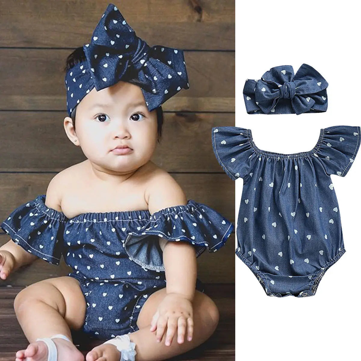Heart‑Meadow Two‑Piece Romper Set