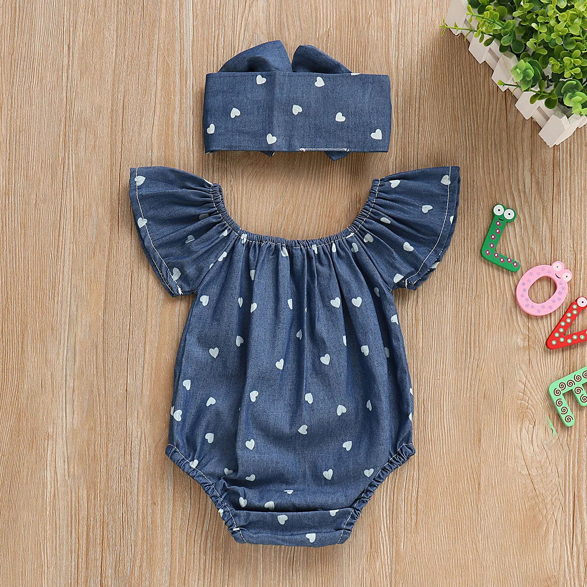 Heart‑Meadow Two‑Piece Romper Set
