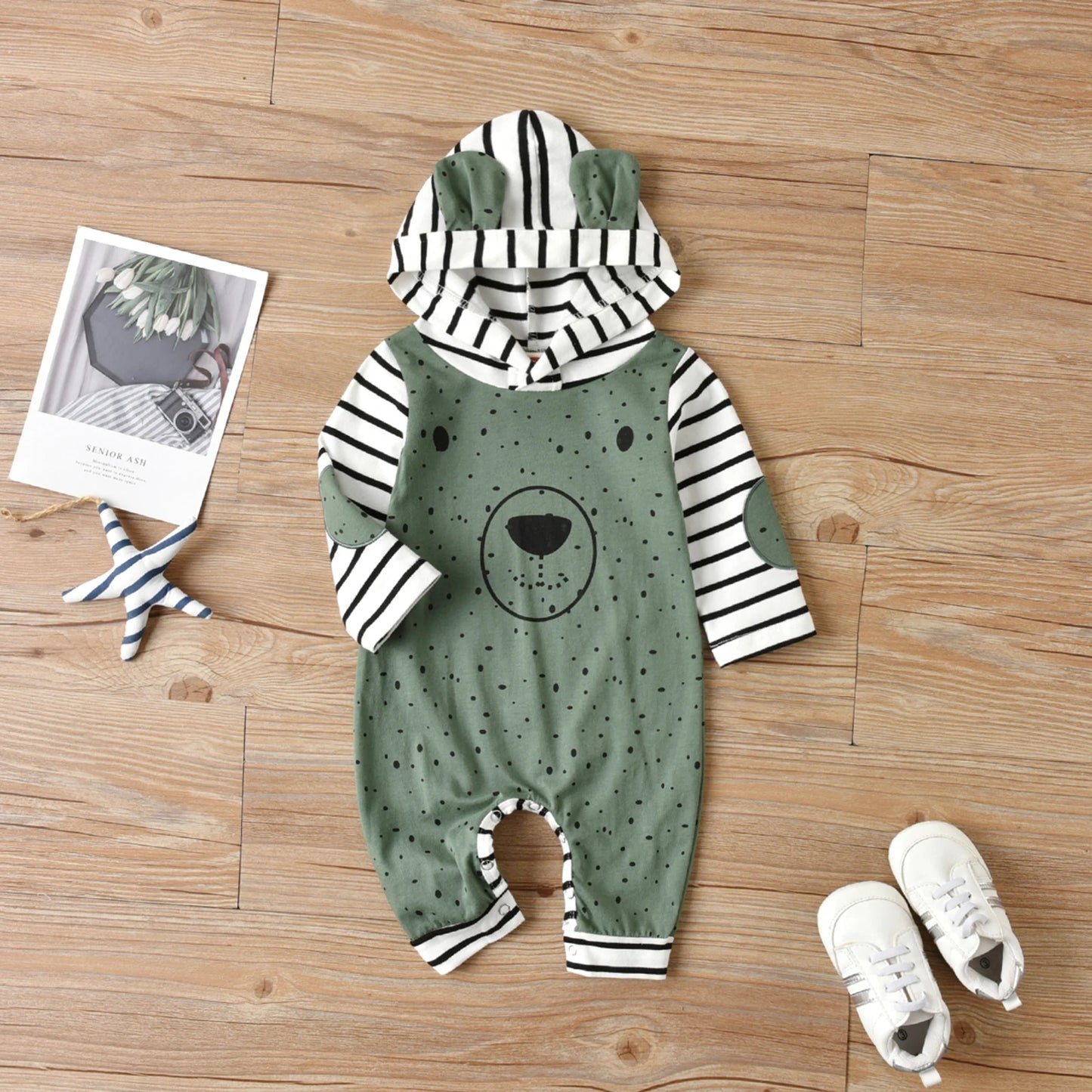 Meadow‑Hood Autumn Romper