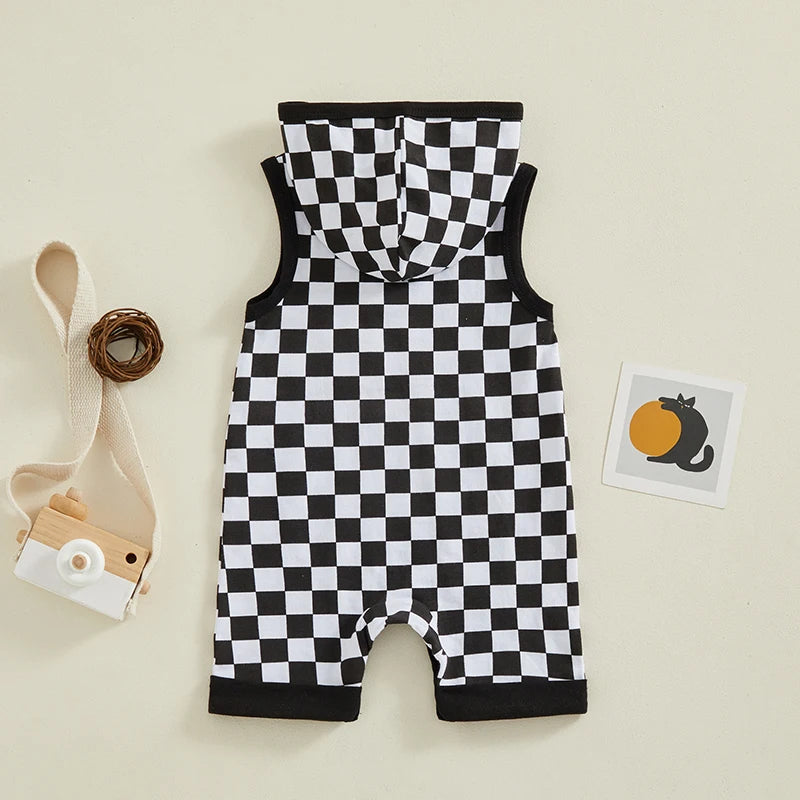 Checkerboard Hooded Romper