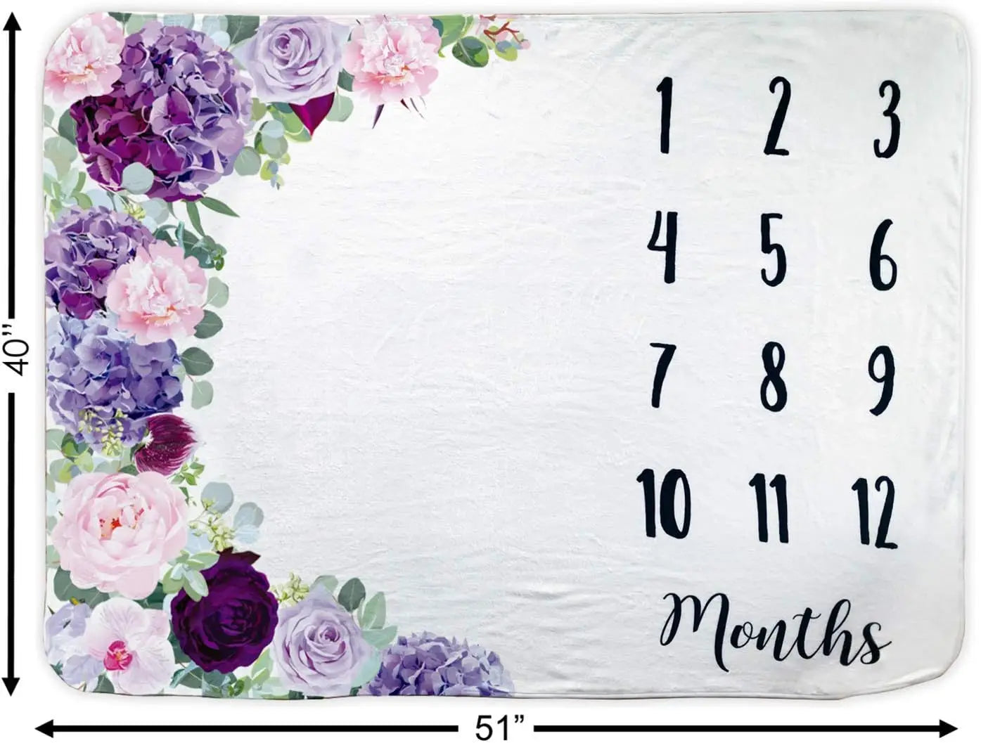 Baby Milestone Blanket with Floral Wreath and Headband