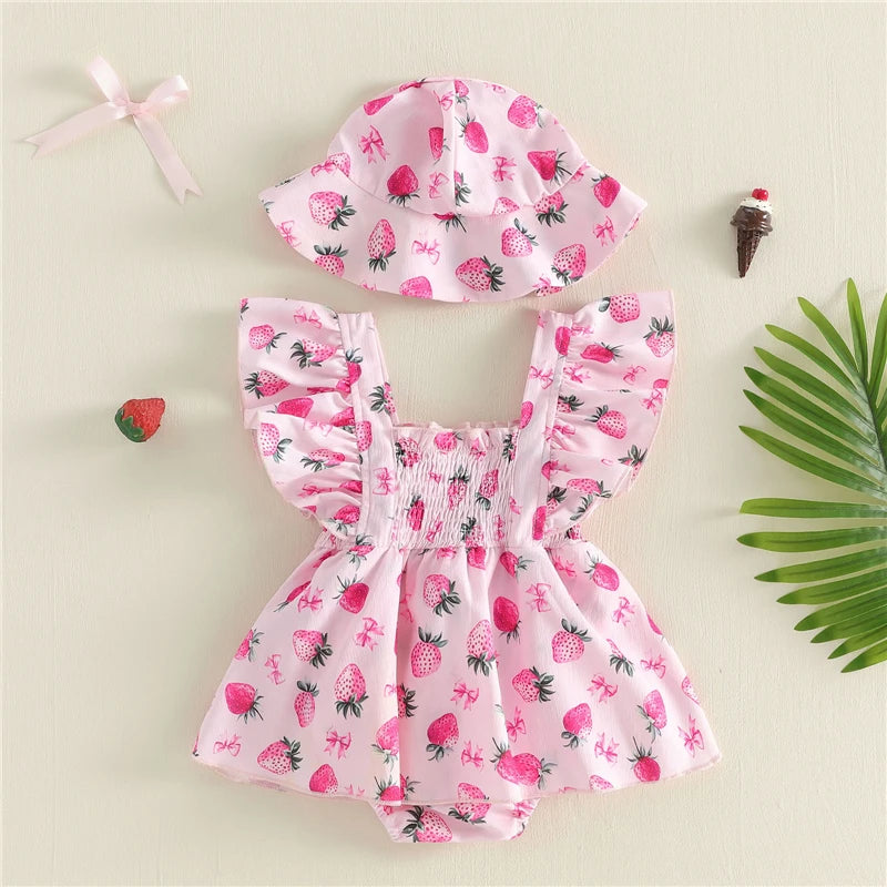 Strawberry Blossom Sun Dress and Hat