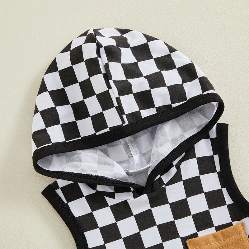Checkerboard Hooded Romper