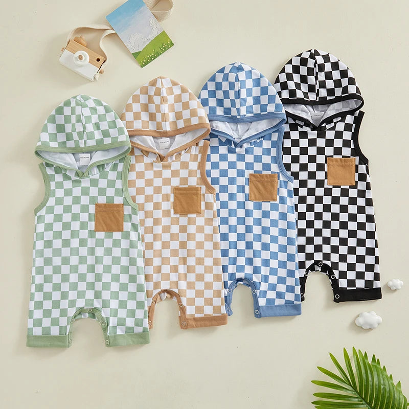 Checkerboard Hooded Romper