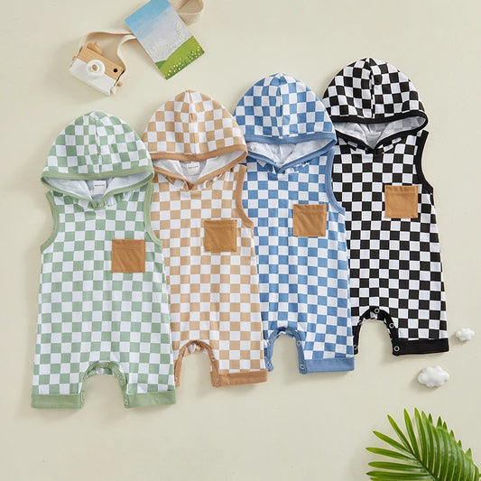 Checkerboard Hooded Romper