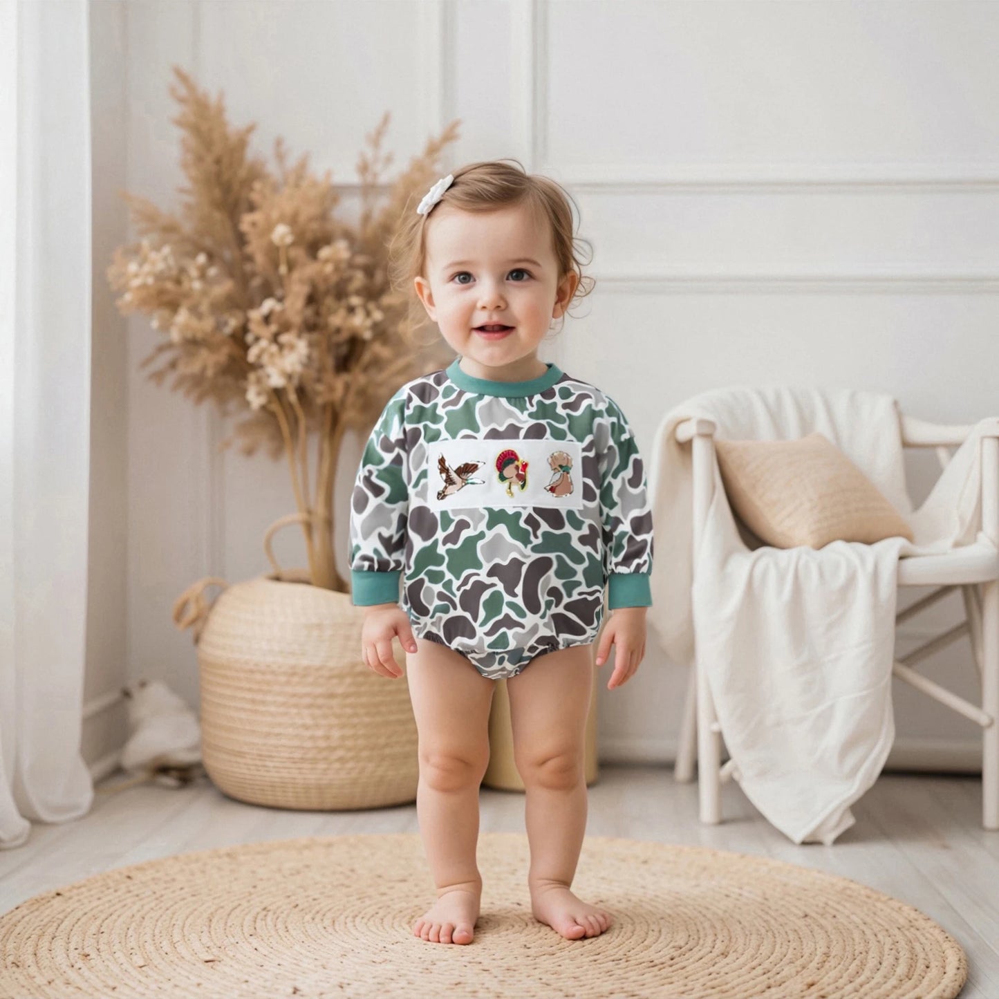 Hearth‑Camo Little Stag Romper