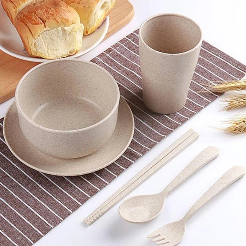 6‑piece Wheat‑Straw Feeding Set