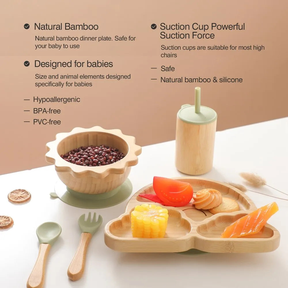 Baby Feeding Tableware Set with Silicone Suction