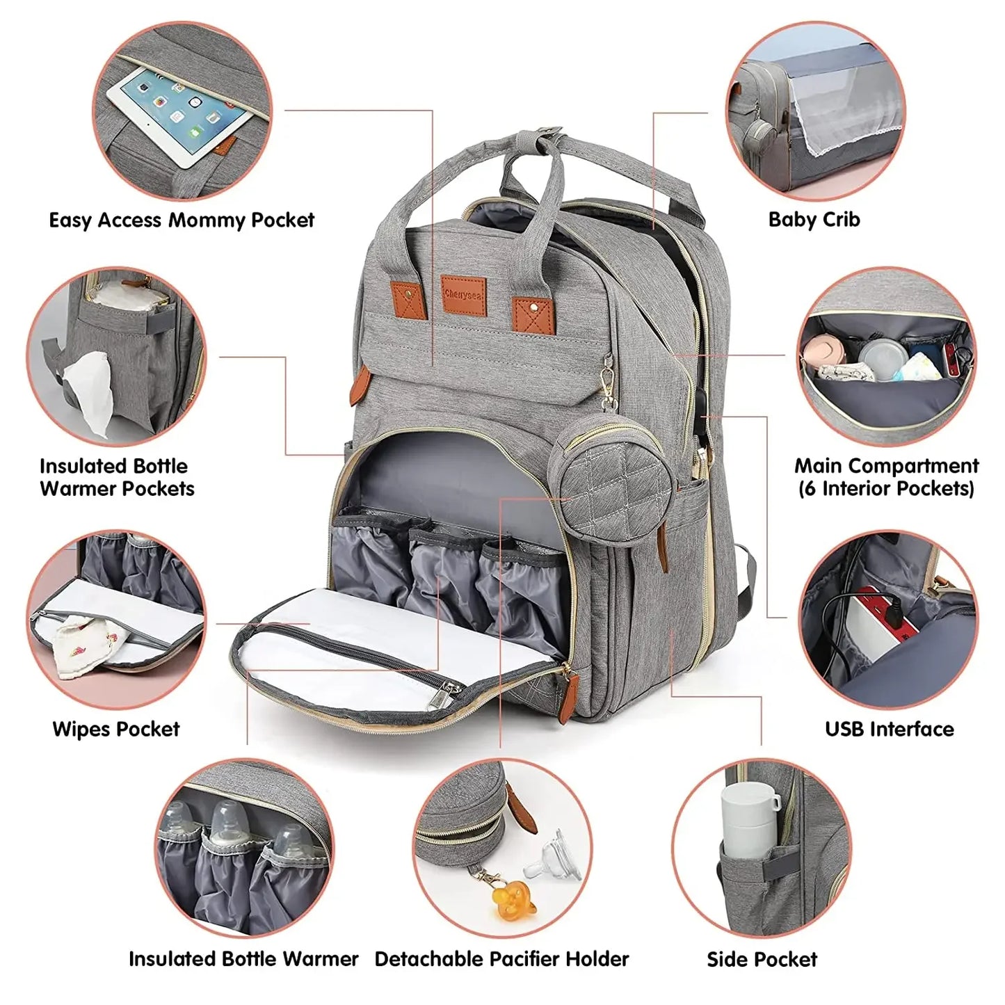 Hearth‑Harbor Deluxe Diaper Backpack