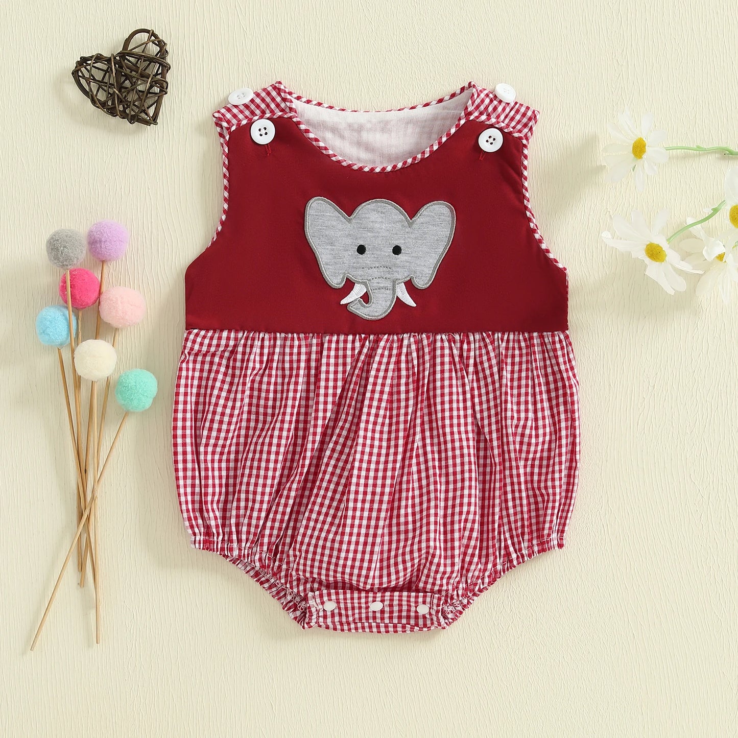 Meadow‑Cub Plaid Romper