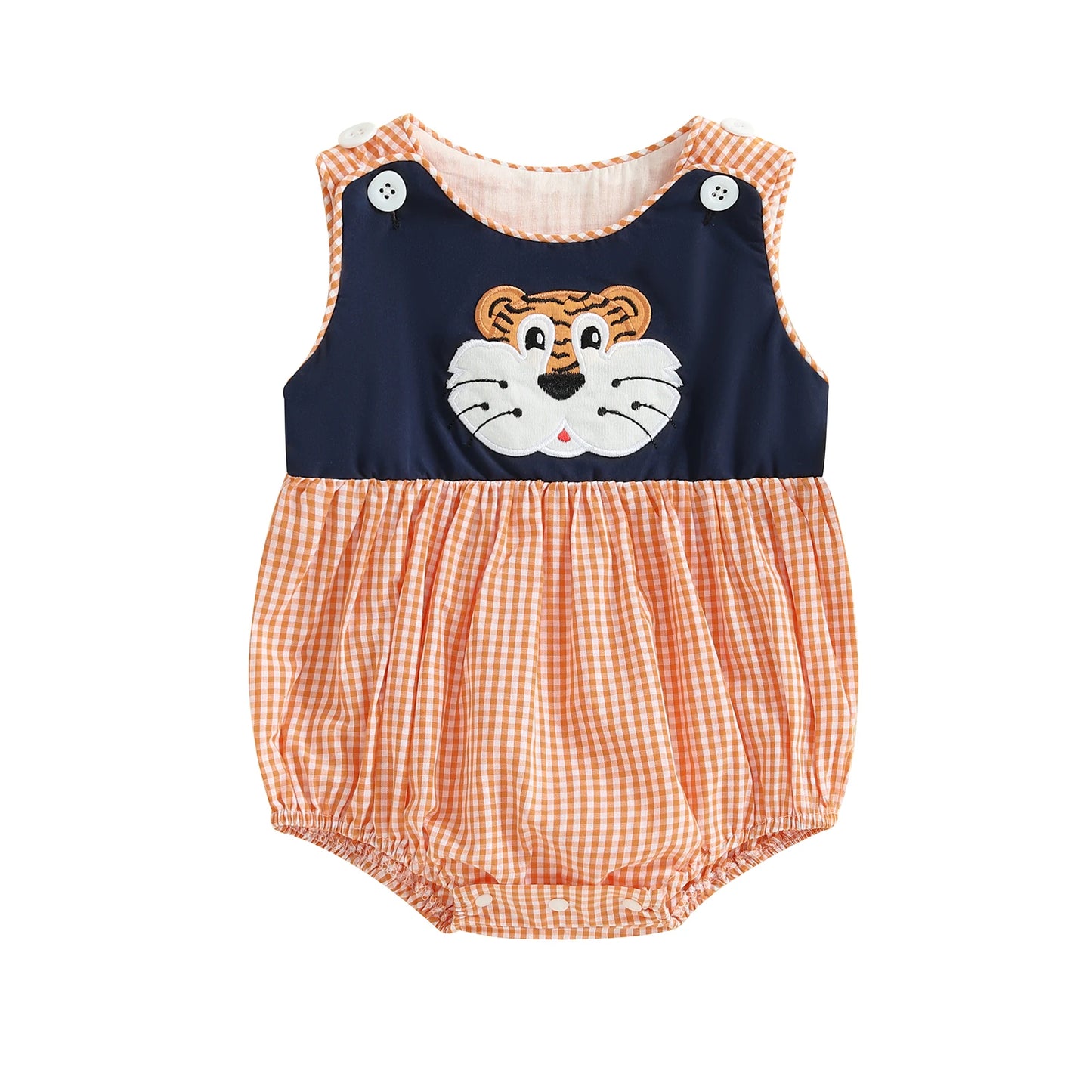 Meadow‑Cub Plaid Romper