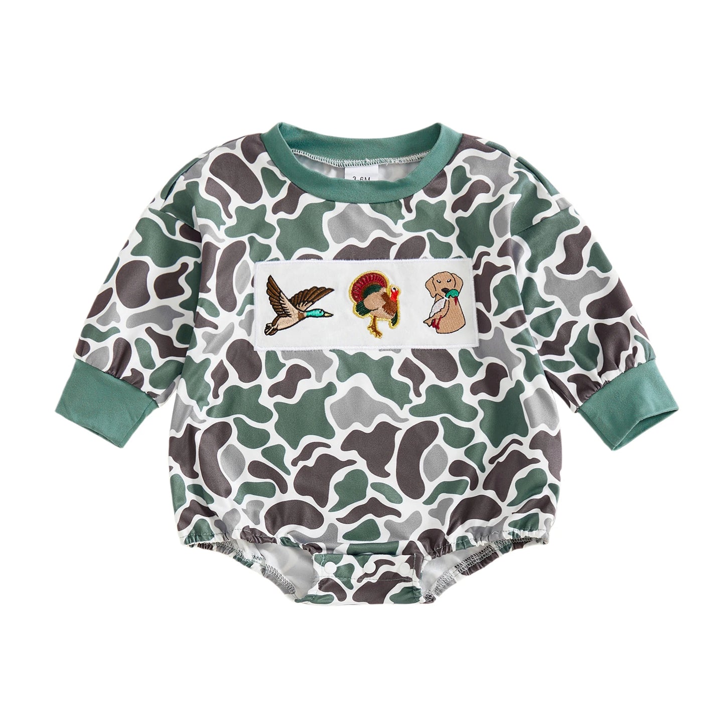 Hearth‑Camo Little Stag Romper