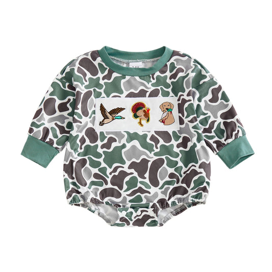 Hearth‑Camo Little Stag Romper