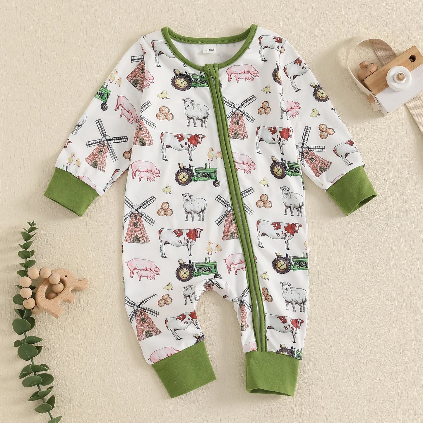 Newborn Baby Boys Fall Farm Western Romper Jumpsuit