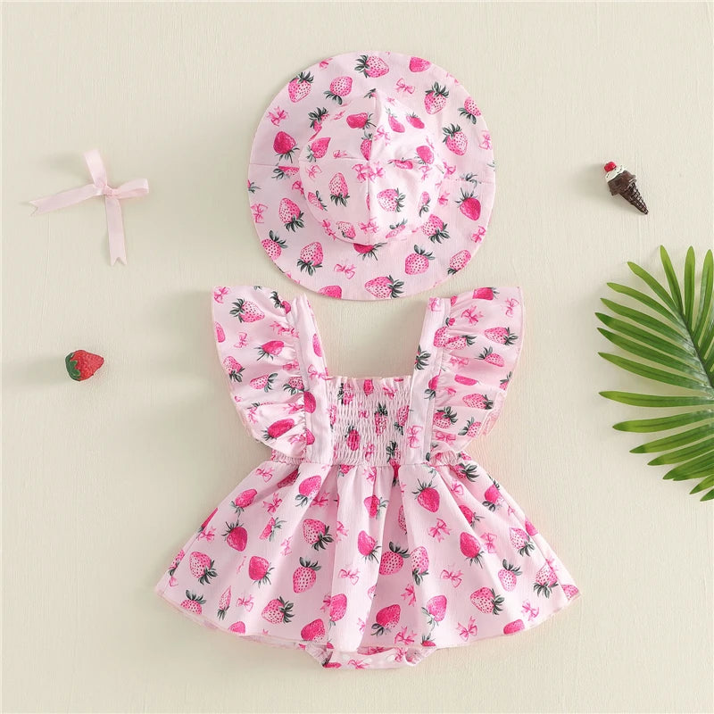 Strawberry Blossom Sun Dress and Hat