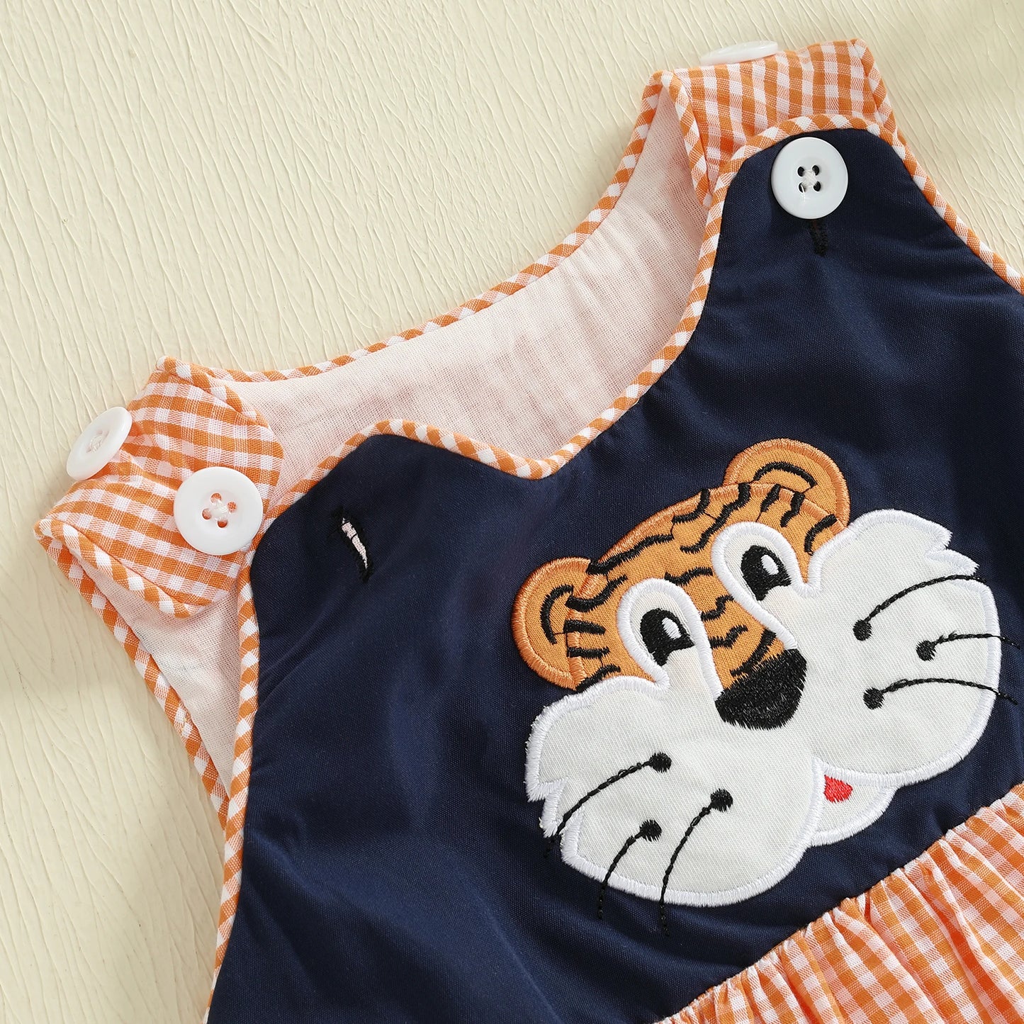 Meadow‑Cub Plaid Romper