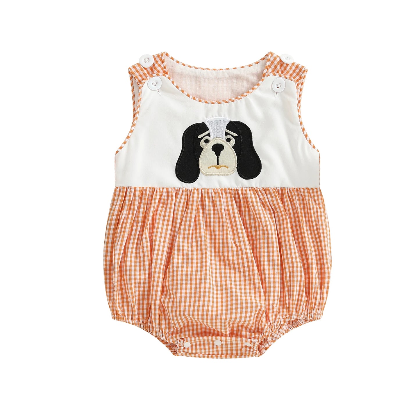 Meadow‑Cub Plaid Romper