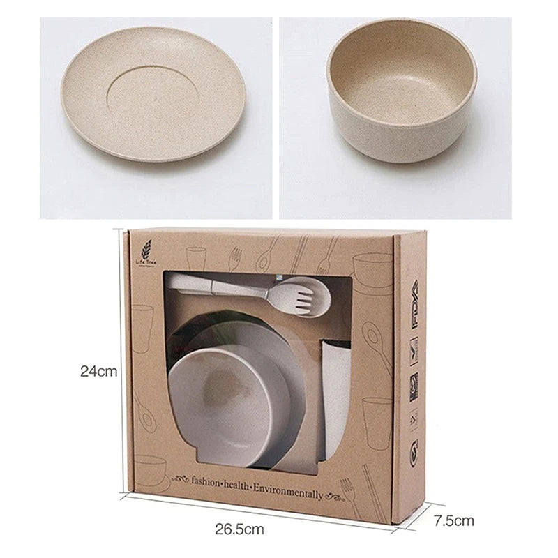 6‑piece Wheat‑Straw Feeding Set