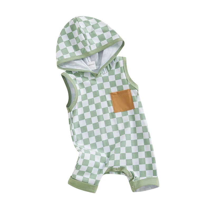Checkerboard Hooded Romper