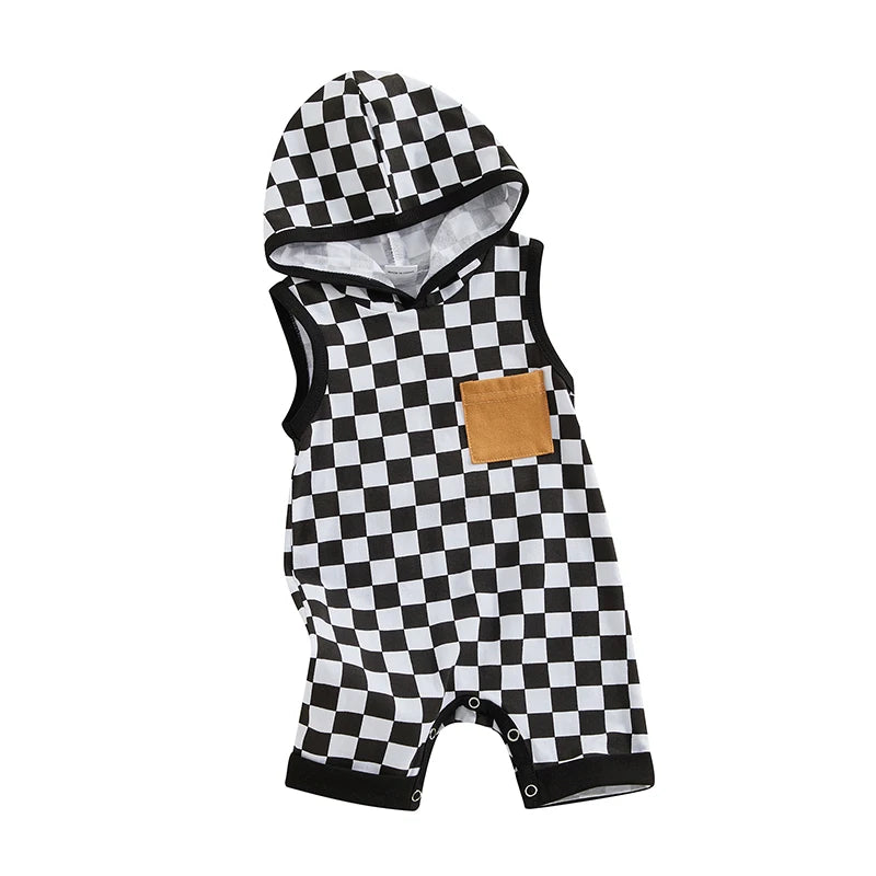 Checkerboard Hooded Romper