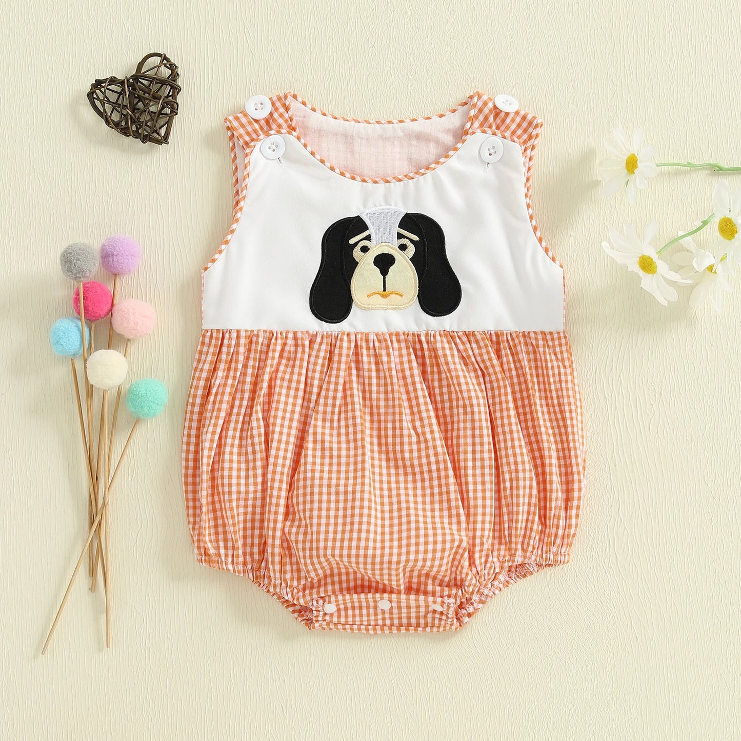 Meadow‑Cub Plaid Romper