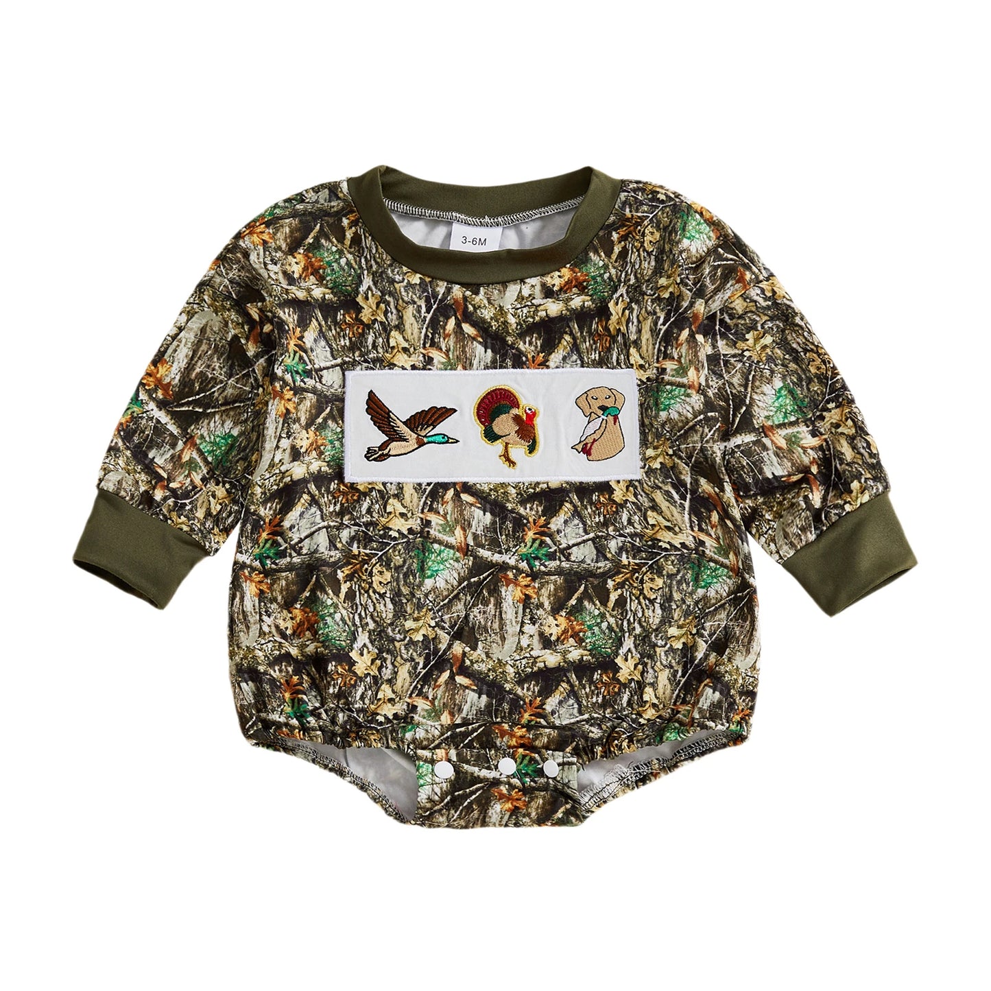 Hearth‑Camo Little Stag Romper