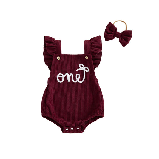 First‑Light Flying Sleeve Romper with Bow