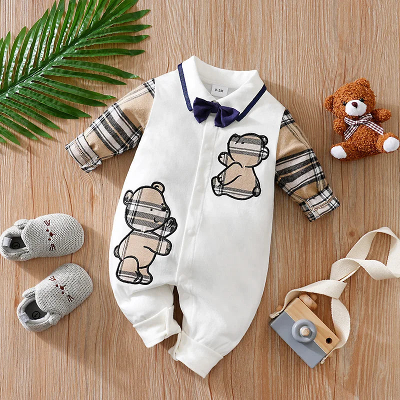 Baby Gentlemen Spring And Autumn Jumpsuit with Tie