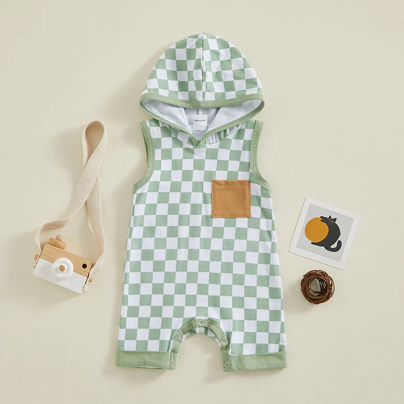 Checkerboard Hooded Romper