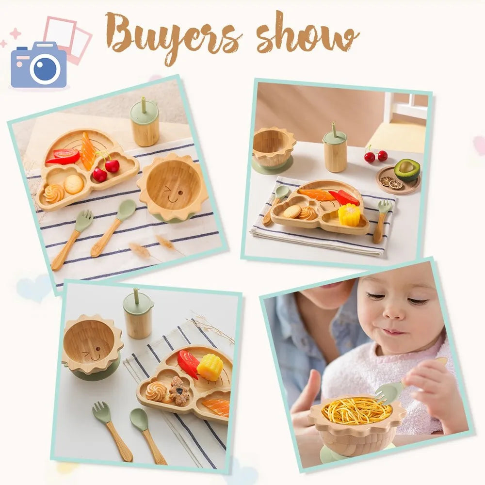Baby Feeding Tableware Set with Silicone Suction