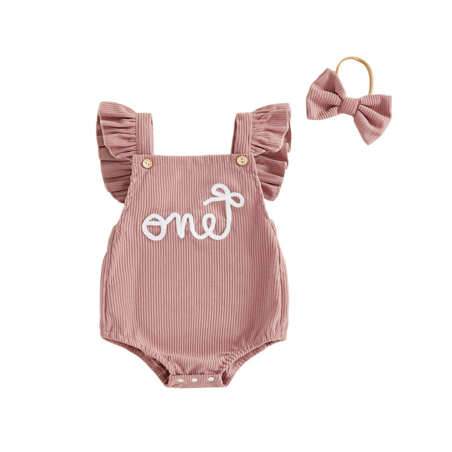 First‑Light Flying Sleeve Romper with Bow
