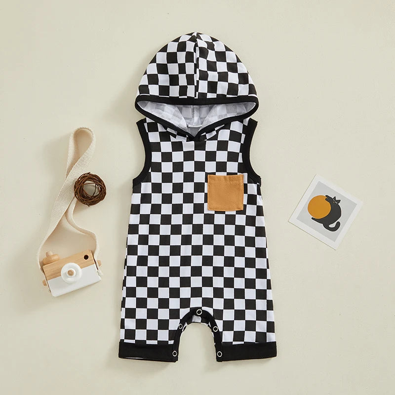 Checkerboard Hooded Romper
